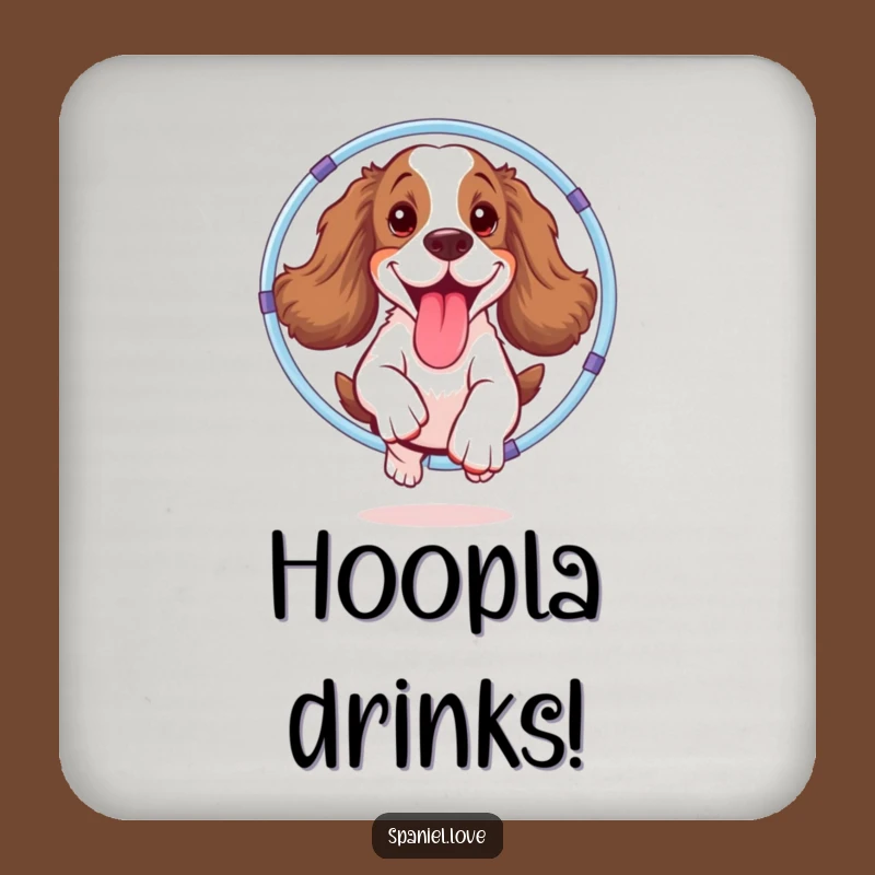Funny Spaniel Hula Hoop Coasters: Protect Surfaces with Hilarious Doggy Style!