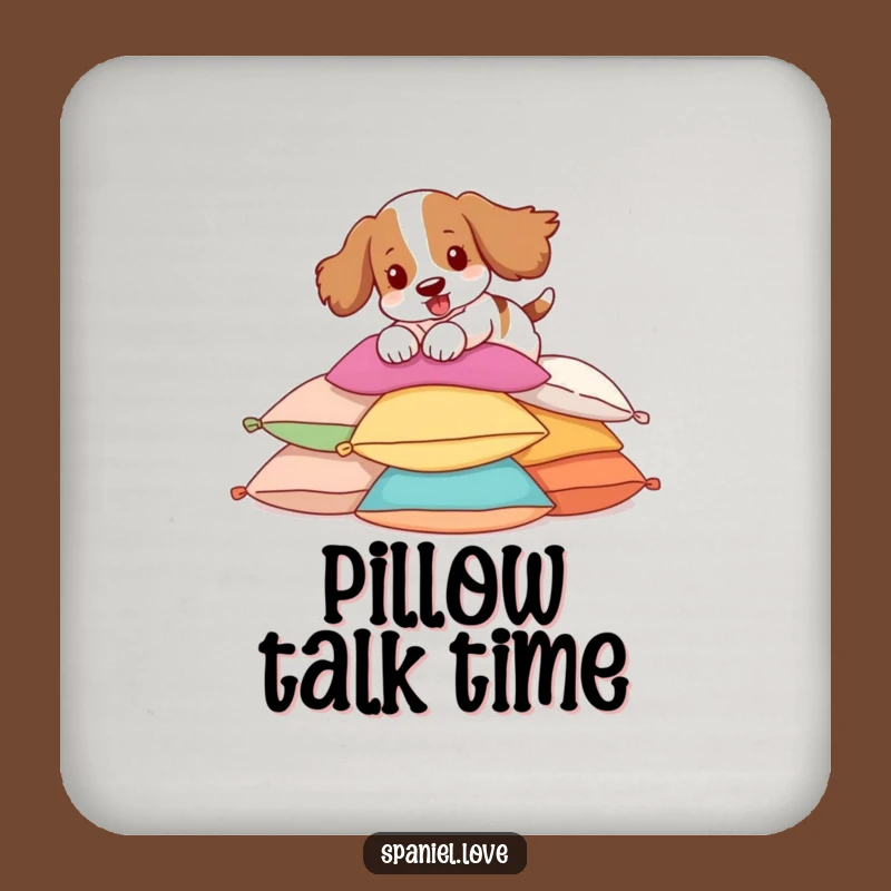 Funny Spaniel Pillow Pounce Coasters: Protect Surfaces with Playful Art