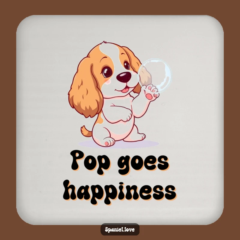 Funny Spaniel Pup Bubble Pawing Coaster Set: Protect Surfaces Dog Gift