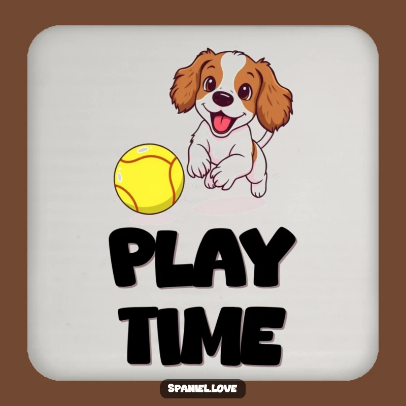 Funny Spaniel Puppy Coaster: Chasing Giant Ball, Cute & Humorous Table Protection