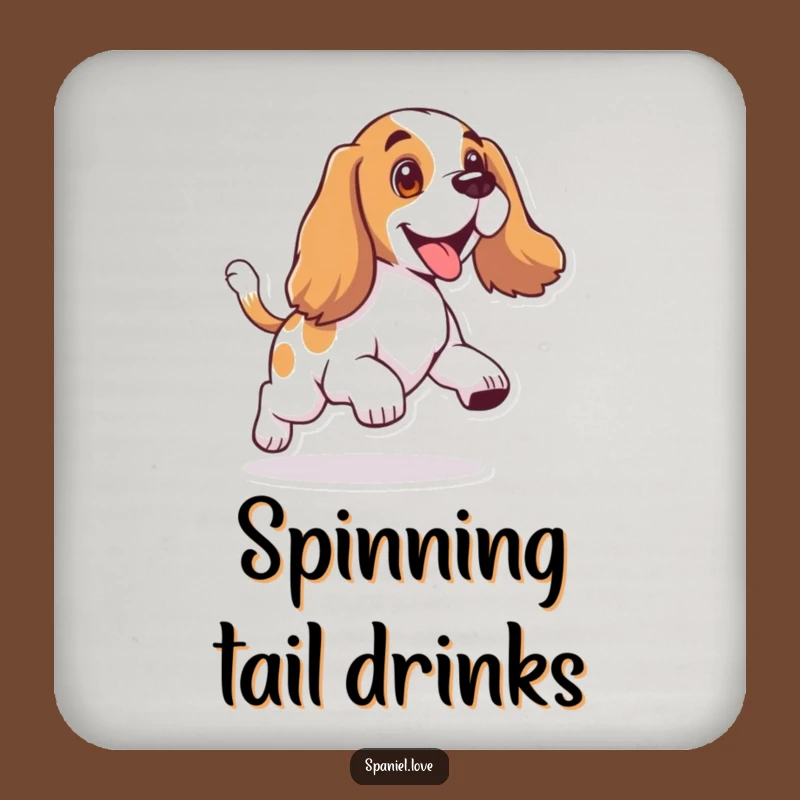 Funny Spaniel Tail Chase Drink Coaster: Protect Surfaces with Playfulness