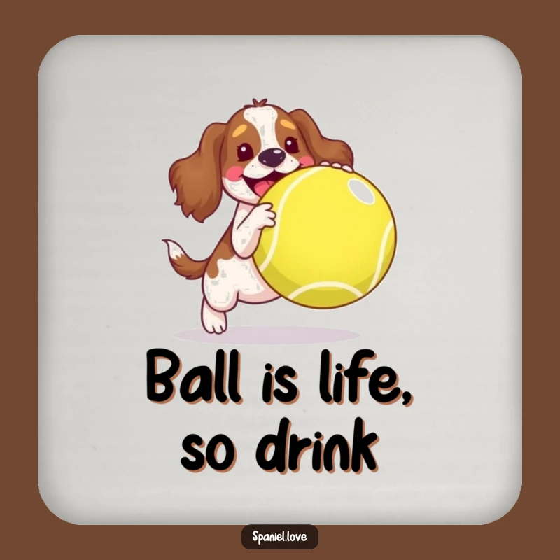 Funny Spaniel Tennis Ball Coasters - Joyful Protection, Humorous Drink Set