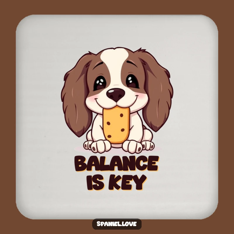 Funny Spaniel Treat Balance Coaster: Protect Surfaces with Hilarious Dog Humor