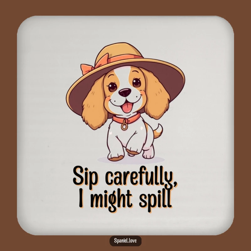 Funny Spaniel Tripping Hat Coasters - Playful Protection, Humorous Drink Set