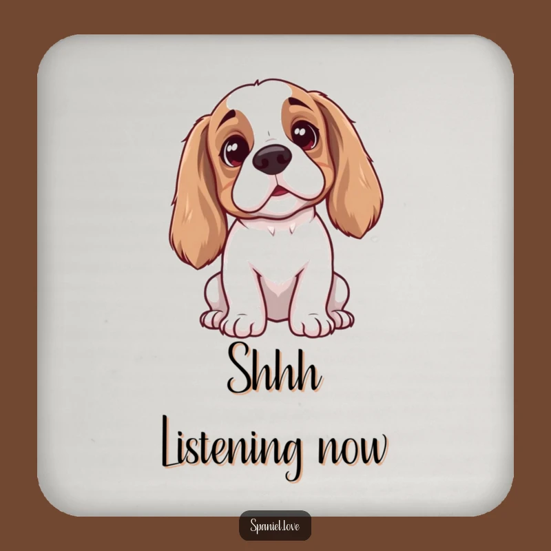 Funny Spaniel Listening Coaster: Protective Dog Drink Coaster for Humorous Gift