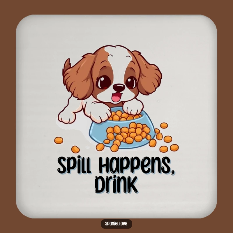 Funny Spaniel Coaster: Kibble Slide Surprise Protection, Gift