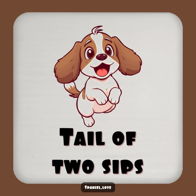 Funny Spaniel Tail Coaster: Protect Surfaces with Doggy Comedy.
