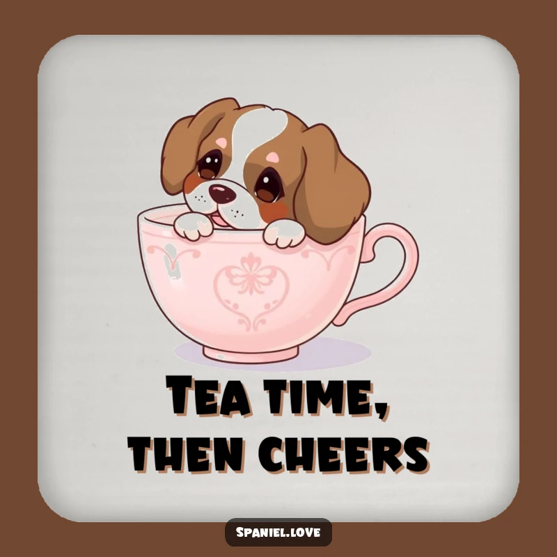 Funny Spaniel Teacup Peek Coasters - Curious Protection, Humorous Drink Set