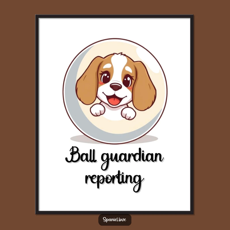 Funny Spaniel Ball Bark Poster: Playful Dog Art for Your Walls
