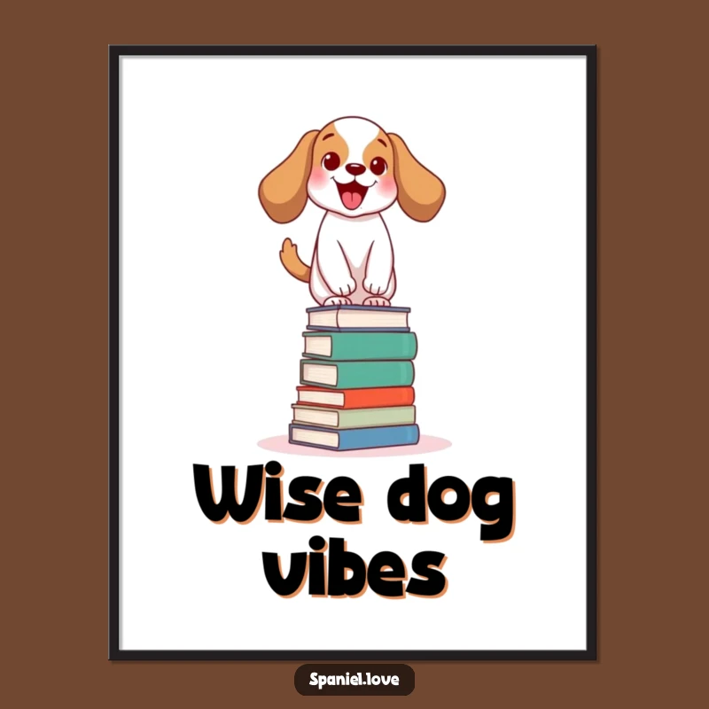 Funny Bookworm Spaniel Poster: Hilarious Art for Your Literary Space!