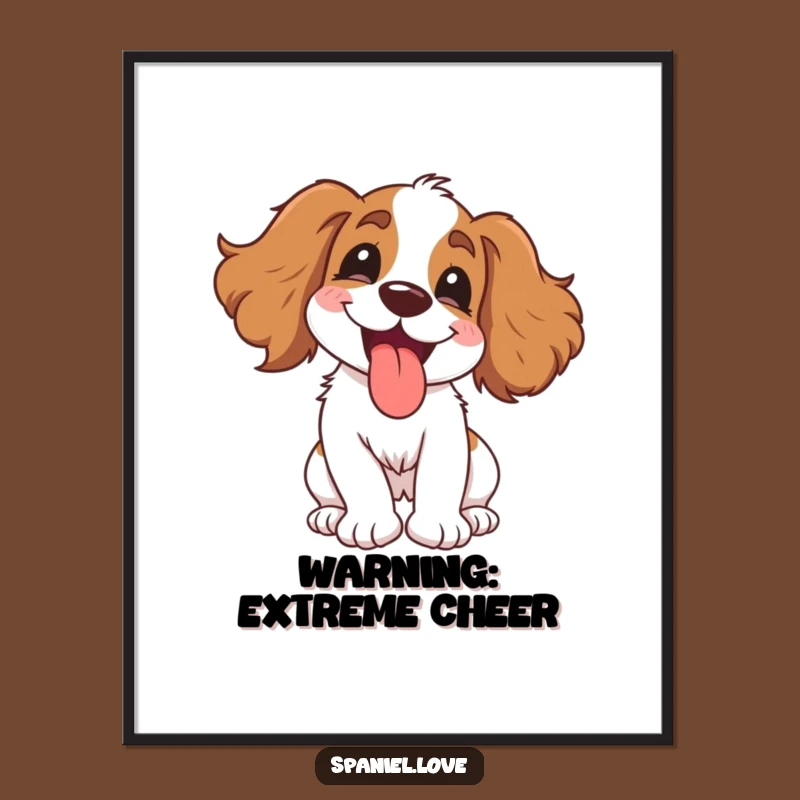 Funny Gleeful Spaniel Poster - Joyful Spinning Dog Wall Art, Hilarious Home Decor