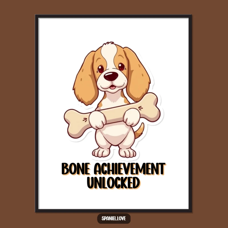 Funny Spaniel Big Bone Poster: Proud Dog Art for Your Walls
