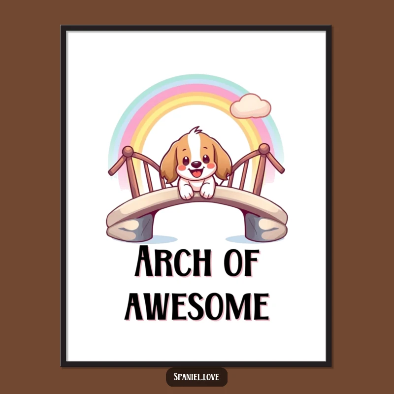 Funny Spaniel Rainbow Slide Poster: Magical Wall Art of a Smiling Dog.