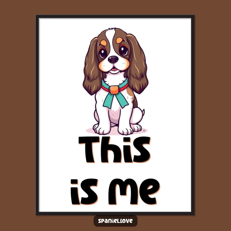 Funny Spaniel Ribbon Poster: Elegant Wall Art for a Sophisticated Dog Lover's Home