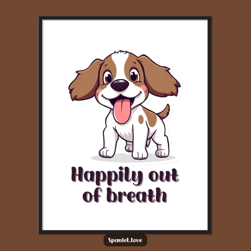 Funny Happy Spaniel Panting Poster: Joyful Dog Art for Walls