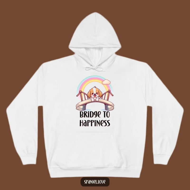 Funny Spaniel Rainbow Slide Hoodie: Cozy Comfort on a Magical Canine Journey.