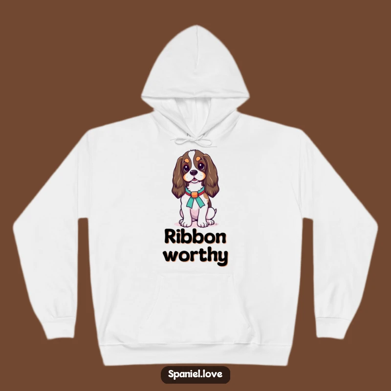Cozy Spaniel Ribbon Hoodie: Warm Up with This Funny Gift Celebrating Elegant Companions