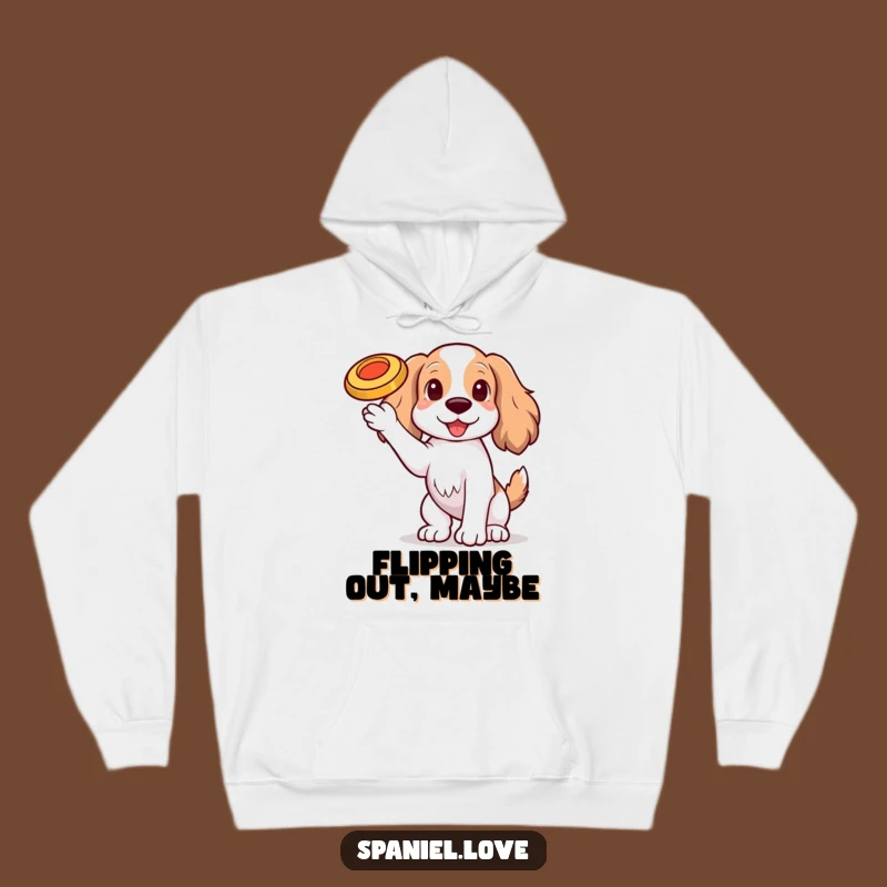 Funny Spaniel Frisbee Hoodie: Cozy Dog Balancing, Warm Funny Gift