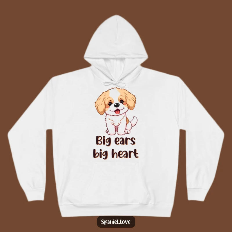 Funny Fluffy Spaniel Puppy Big Ears Wagging Tail Hoodie: Cozy Canine