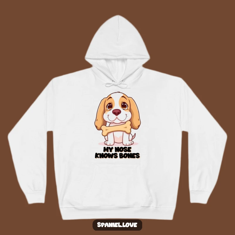 Funny Spaniel Bone Balance Hoodie: Stay Cozy with a Clever Canine Design