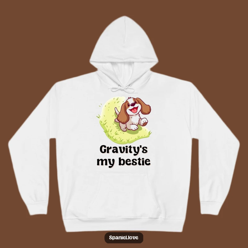 Funny Spaniel Hill Slide Hoodie: Cozy Canine Comedy, Ideal Warm Funny Gift