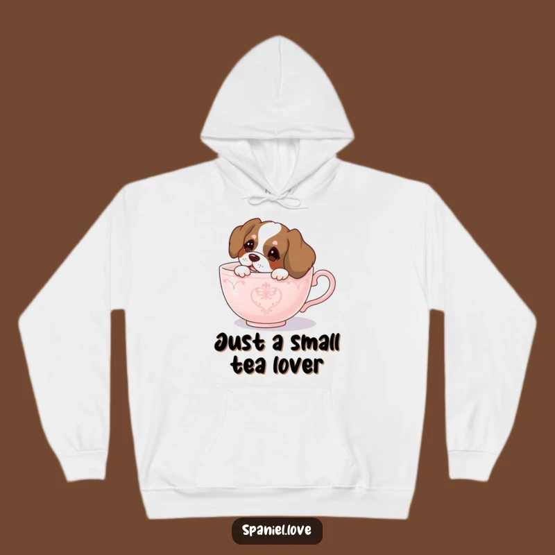 Funny Spaniel Teacup Peek Hoodie - Cozy Curiosity, Warm & Humorous Gift