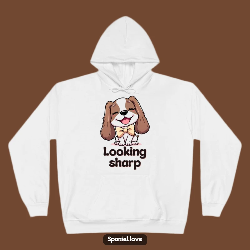 Funny Spaniel Bowtie Hoodie: Dapper Comfort with a Winking Canine Friend.