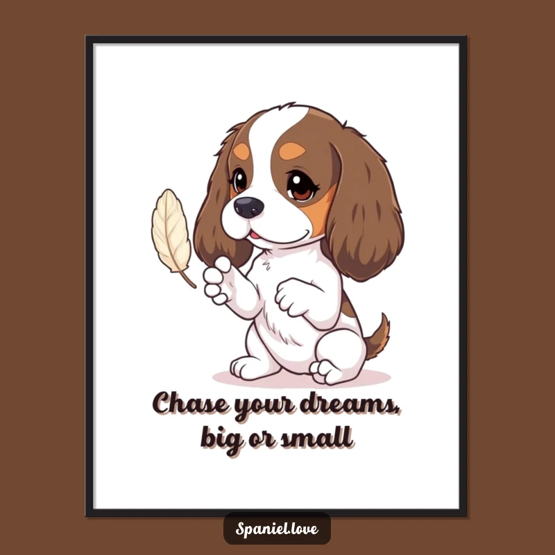 Funny Free Printable Wall Art: Spaniel Tiny Paws Feather Bat! Hilarious Dog Decor