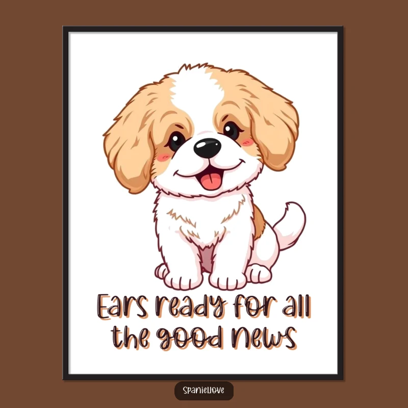 Free Printable Wall Art: Happy Spaniel Puppy Tail Wag Downloadable Art