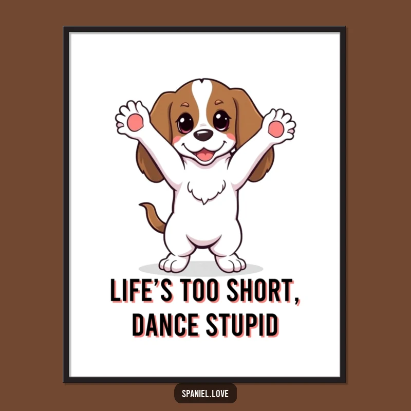 Free Printable Spaniel Wall Art: Silly Dancing Downloadable Art Gift
