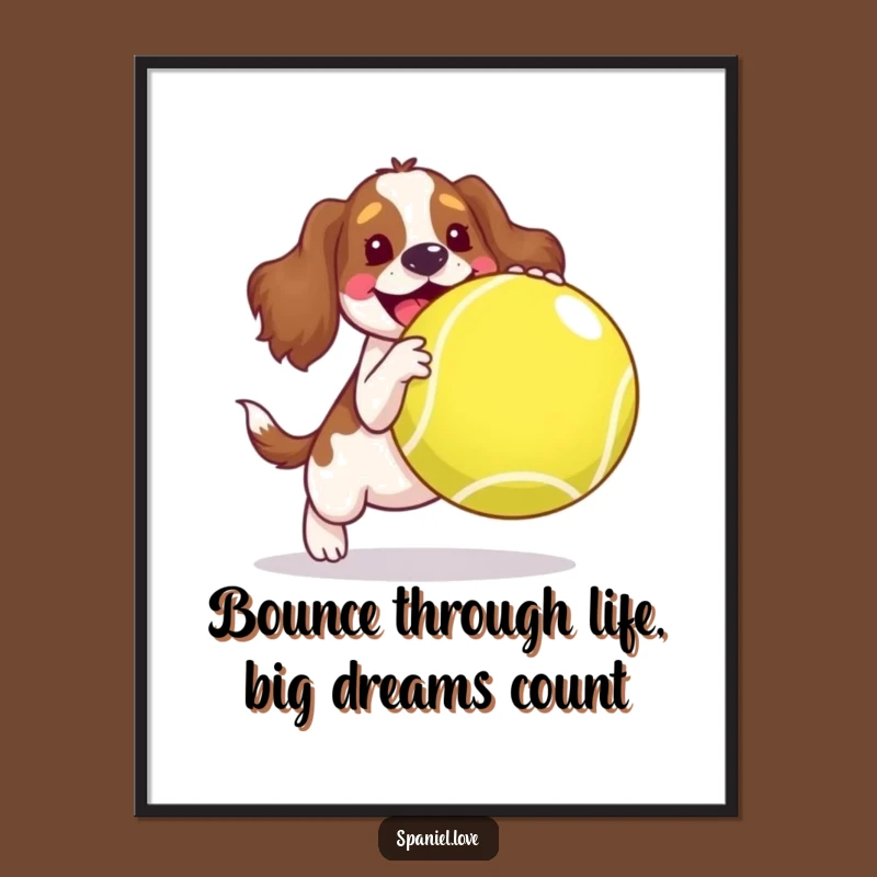 Free Printable Wall Art: Funny Spaniel Ball Bounce, Energetic Dog Downloadable Decor