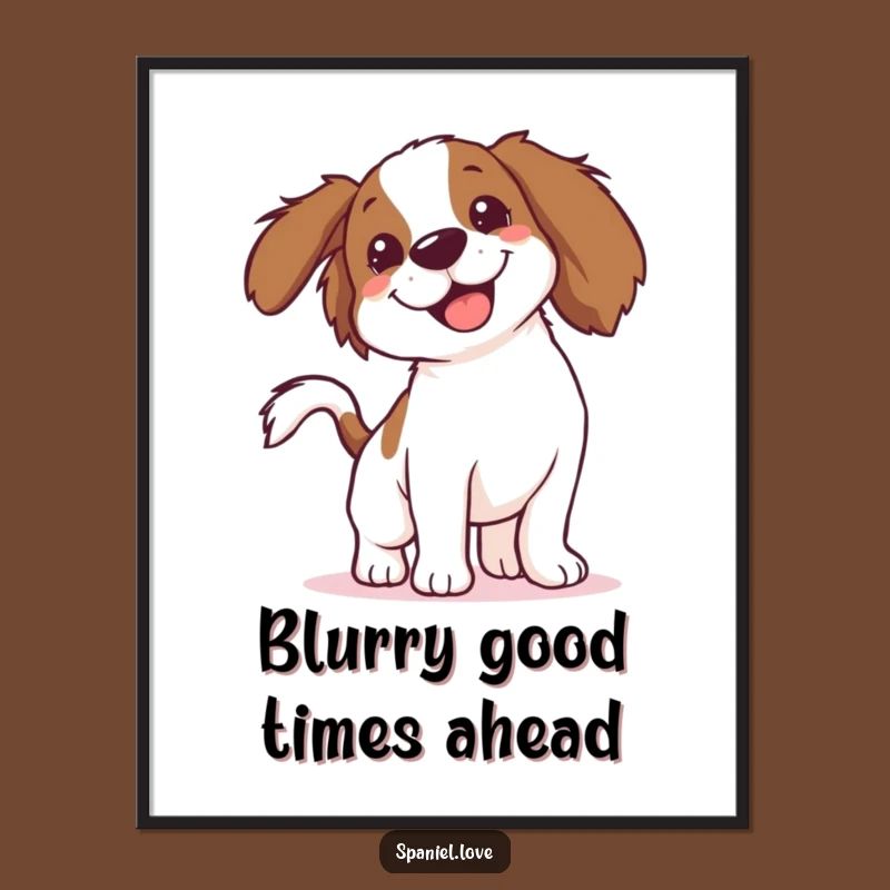 Free Printable Wall Art: Funny Spaniel Wagging Tail Blur, Hilarious Dog Downloadable Decor