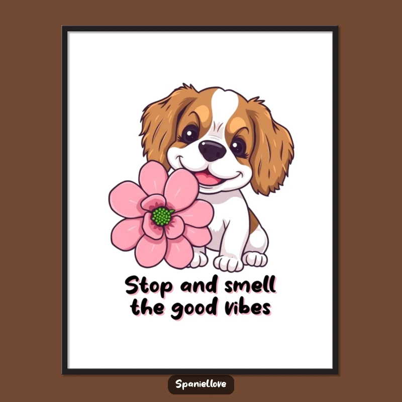 Free Printable Wall Art: Goofy Spaniel Giant Flower Downloadable Art