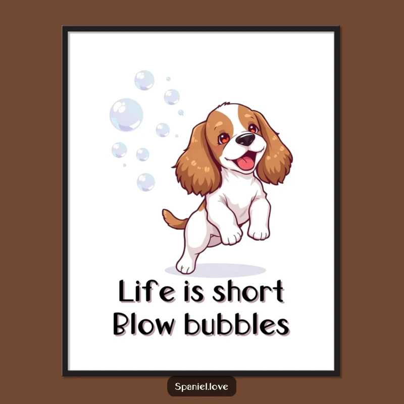 Free Printable Wall Art: Spaniel Bubble Play, Whimsical Downloadable Art