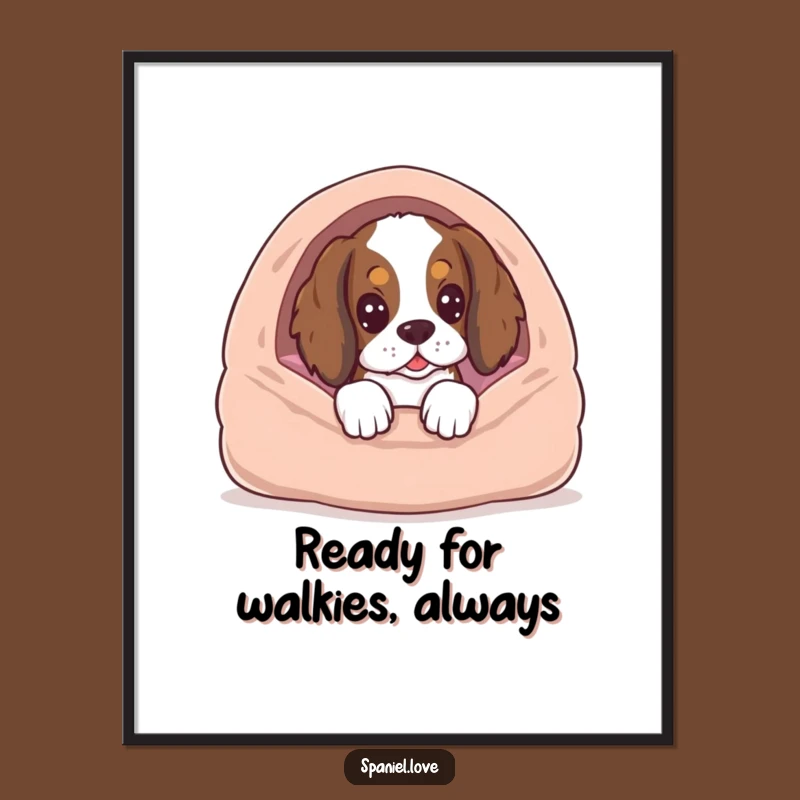 Funny Free Printable Wall Art: Anticipating Spaniel - Cute Dog Downloadable Art