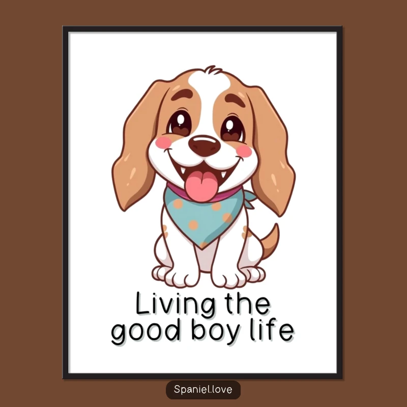 Funny Free Printable Wall Art: Happy Panting Spaniel - Downloadable Dog Art
