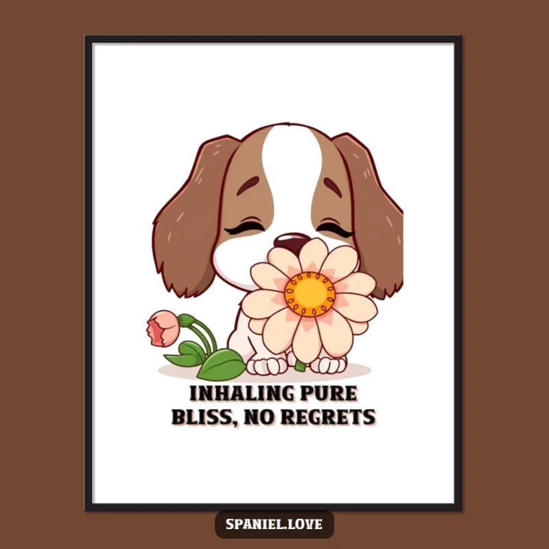 Funny Free Printable Wall Art: Spaniel in Giant Flower - Whimsical Decor