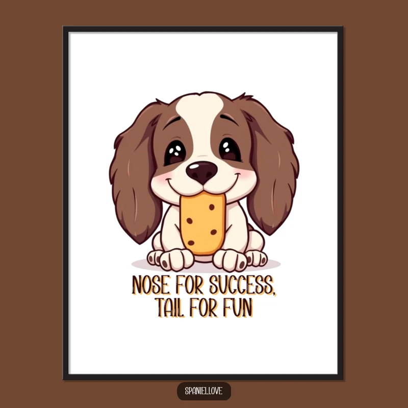 Funny Free Printable Wall Art: Spaniel Treat Balance, Hilarious Downloadable Dog Art