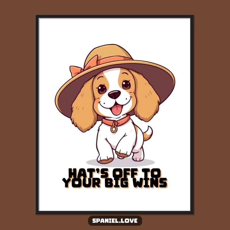 Free Printable Wall Art: Funny Spaniel Hat Trip, Quirky Dog Downloadable Decor