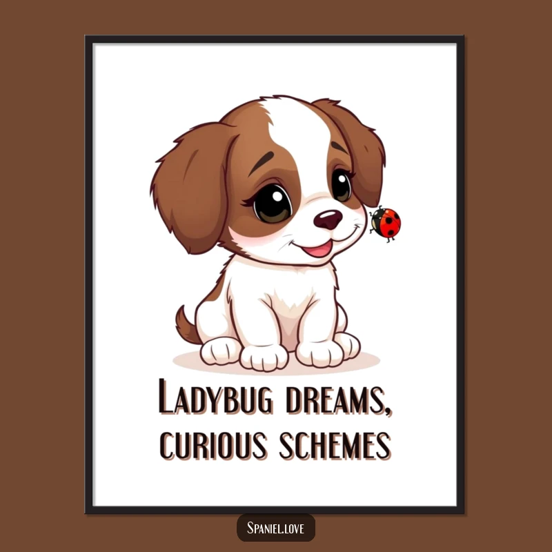 Free Printable Wall Art: Spaniel Cub & Ladybug Wonder for a Cute Downloadable Decor Gift