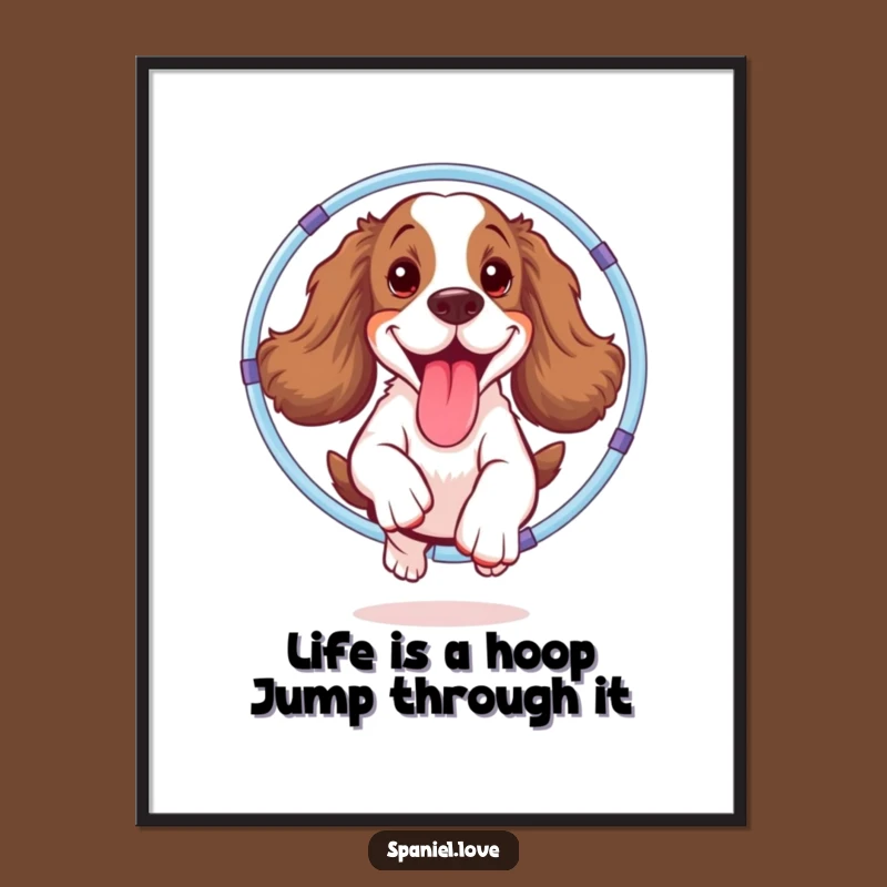 Free Printable Wall Art: Goofy Spaniel Hoop Fun, Whimsical Downloadable Art