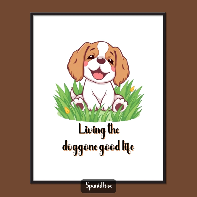 Funny Free Printable Wall Art: Rolling Spaniel - Happy & Hilarious Downloadable Art Gift!