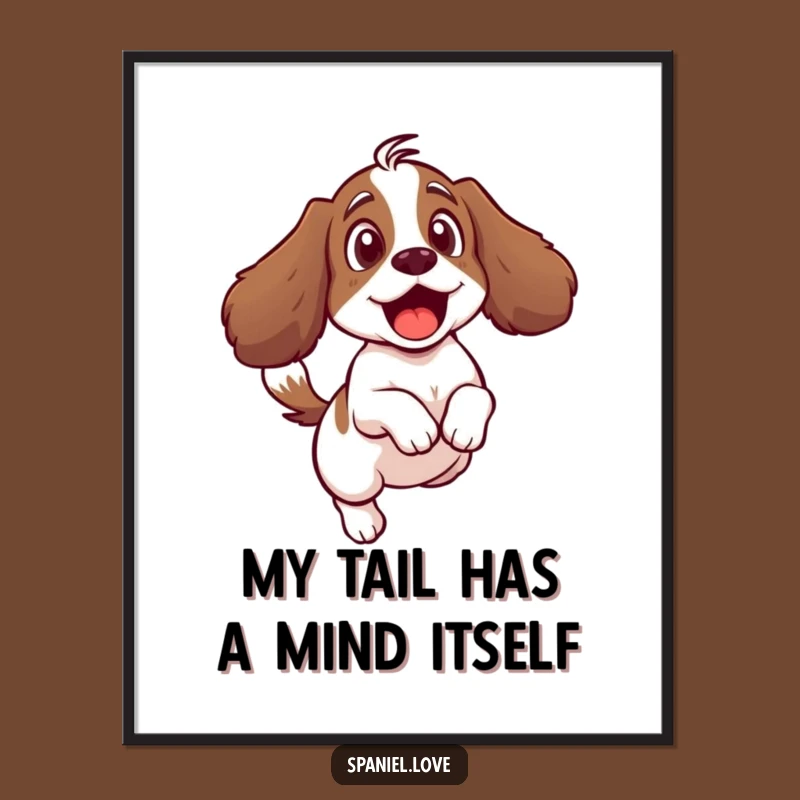Funny Free Printable Wall Art: Spaniel's Tail Panic - Quirky Dog Lover Decor