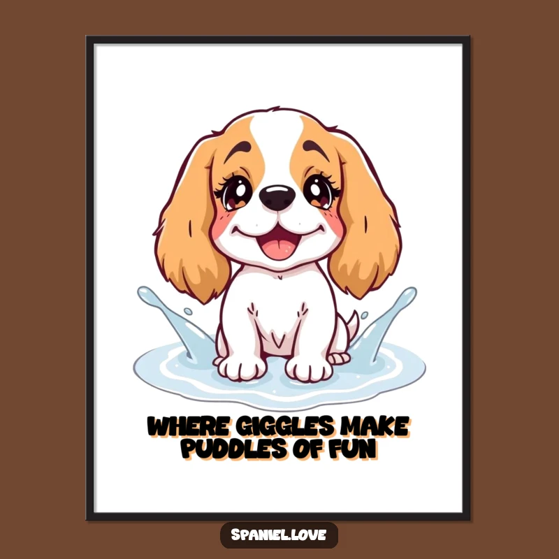 Funny Free Printable Wall Art: Giggling Spaniel Splash, Joyful Downloadable Art