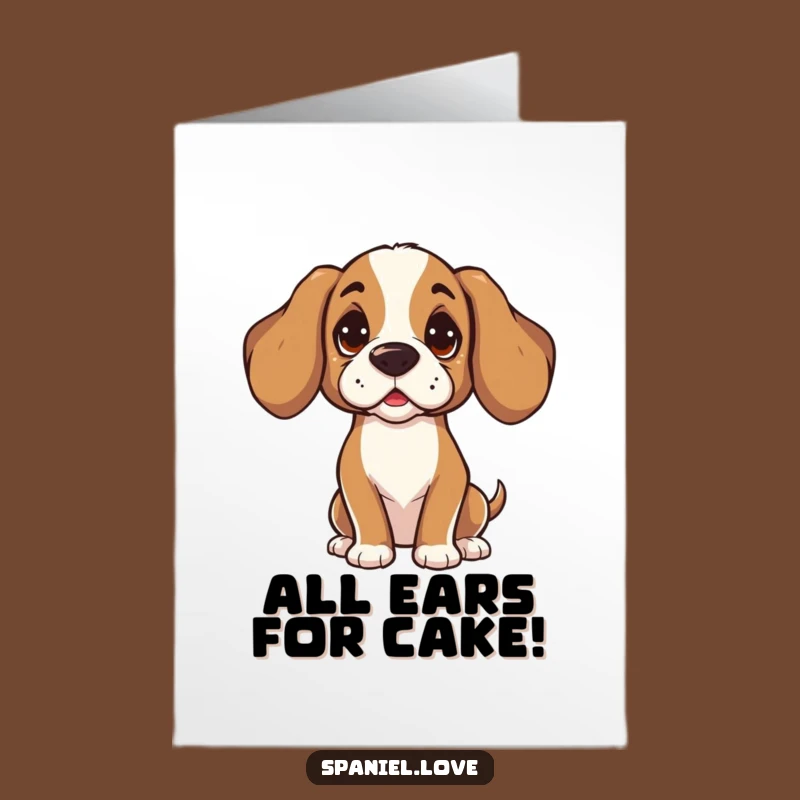 Free Printable Birthday Card: Attentive Spaniel, Head Tilt, Downloadable Funny Gift