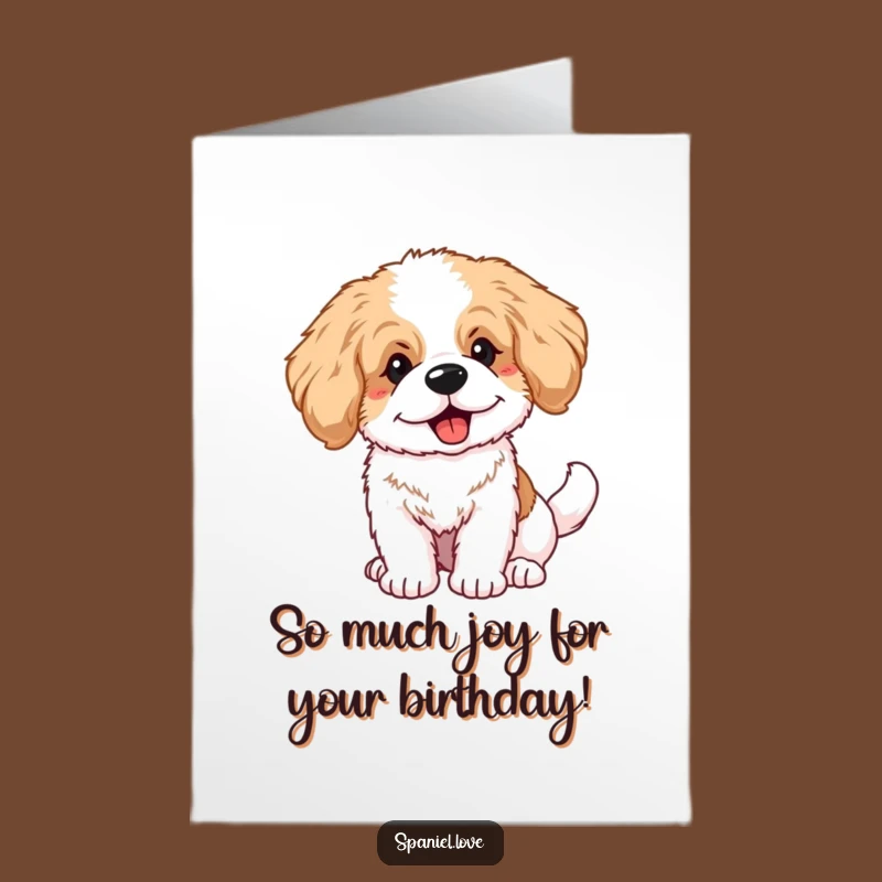 Free Printable Birthday Card: Happy Spaniel Puppy Tail Wag Funny Gift
