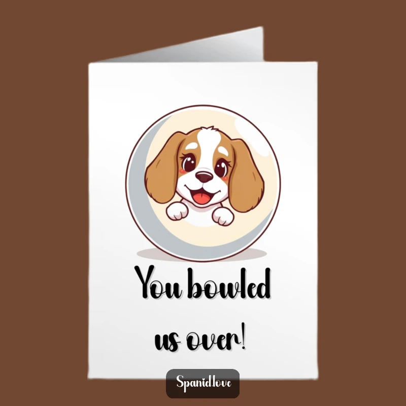 Free Printable Congrats Card: Happy Spaniel Ball Peek, Cheerful Downloadable Gift