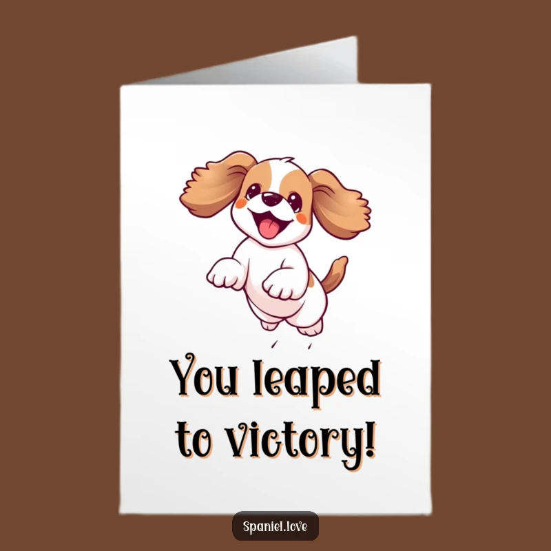 Free Printable Congrats Card: Joyful Spaniel Mid-Air