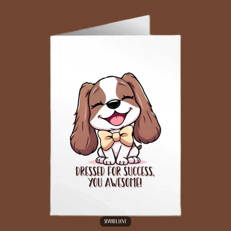 Free Printable Congrats Card: Spaniel's Big Bowtie - Funny Downloadable Art