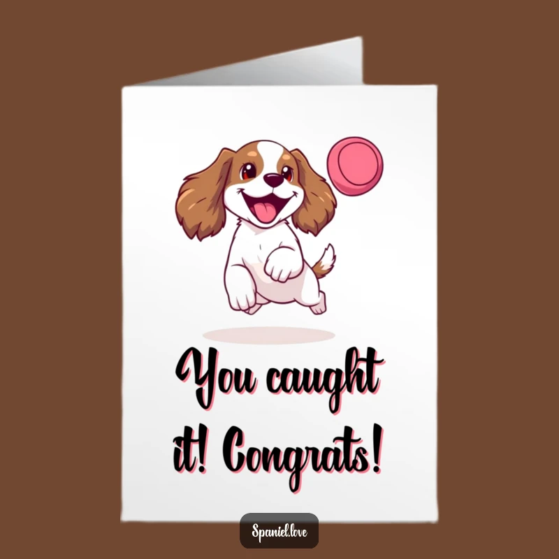 Free Printable Congratulations Card: Spaniel Frisbee Champ Funny Downloadable Gift